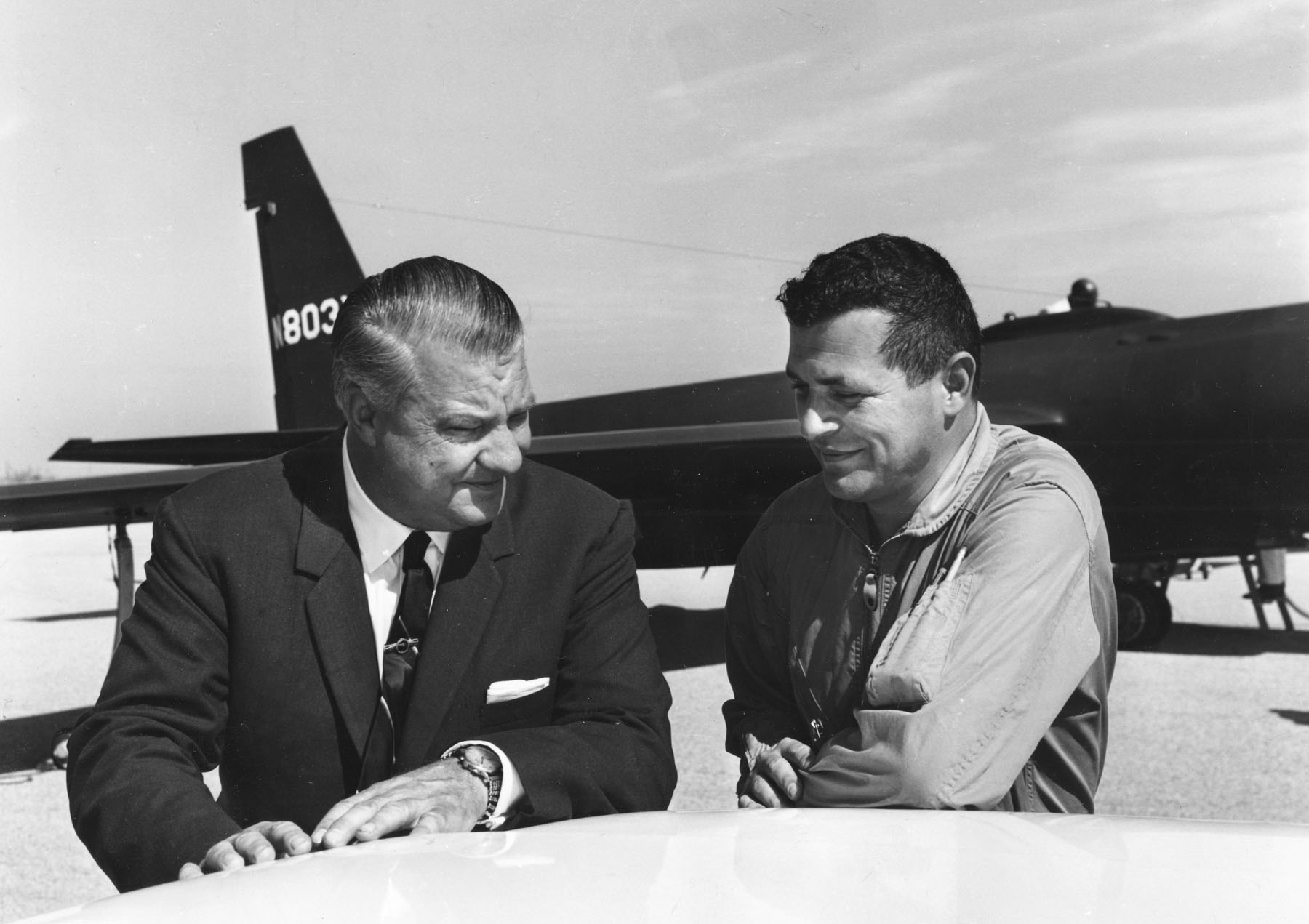 Francis Gary Powers (right) with U-2 designer Kelly Johnson in 1966 (U.S. Air Force))